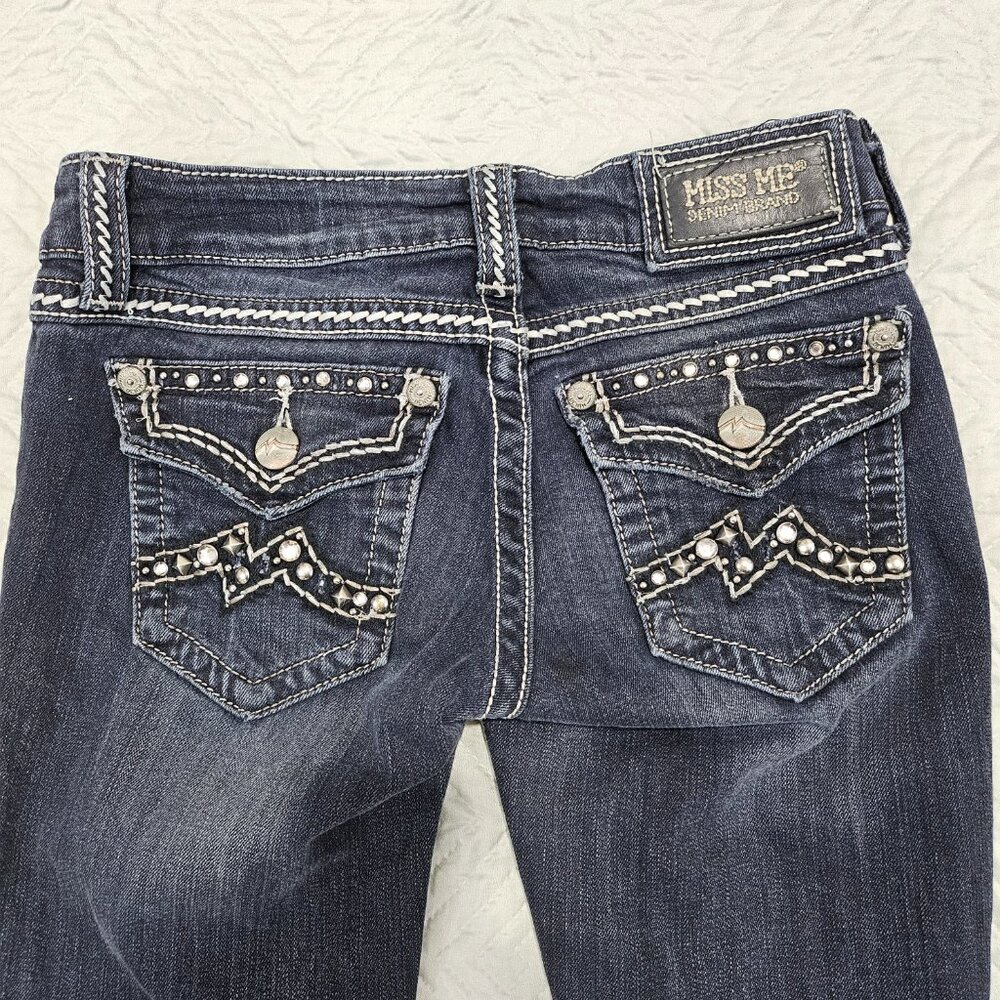 Miss Me Jeans Womens 26 Black Skinny Denim Jeans Rhinestone Studs JE104952L